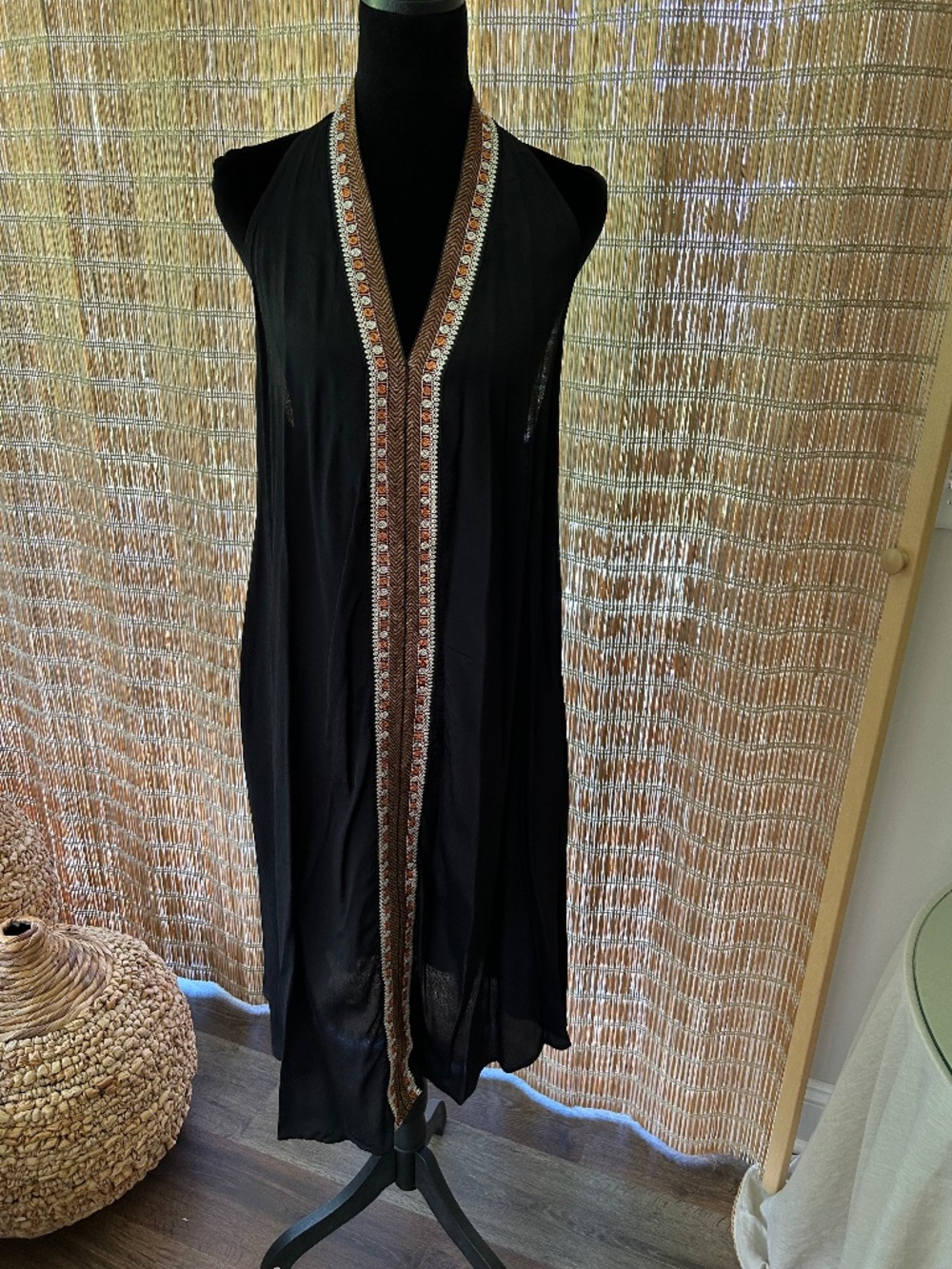 ASOS NWT Ladies Black w/ embellished trim midi coverup dress